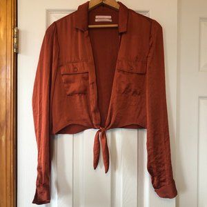Urban Outfitters Rust Orange Satin Blouse